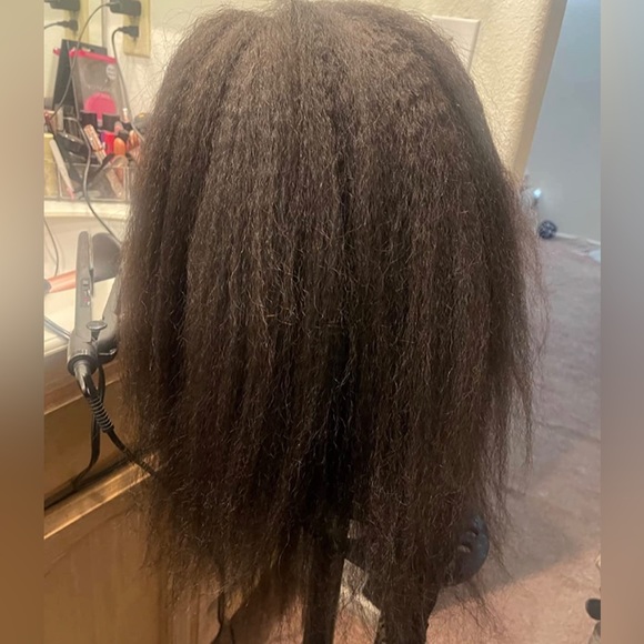 Kinky Straight Human Hair Wig Kinky Curly Edges Hairline 13x4 Lace Front - Picture 6 of 8